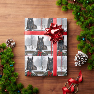 Papel De Presente Cavalo com uma coroa de Natal