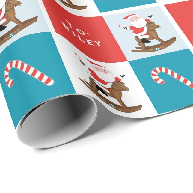 Papel De Presente Cavalo de Balanço de Natal (Ponta do rolo)