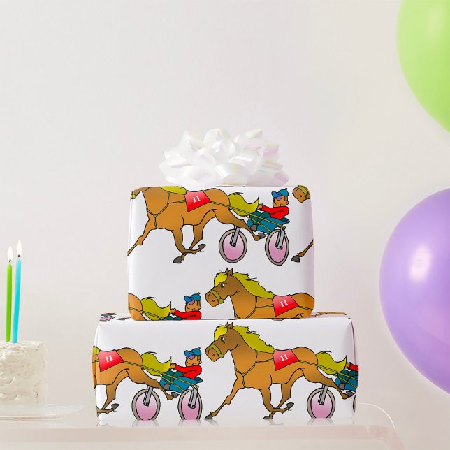 Papel De Presente Cavalo de Corrida de Trott e Condutor (Criador carregado)