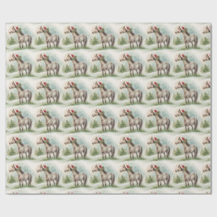 Papel de Presente Cavalo de Inverno com Chapéu de
