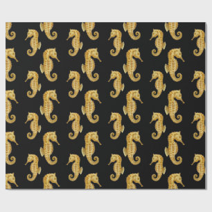 Papel De Presente Cavalo de Mar Negro