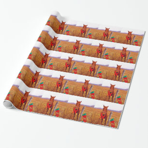 Papel De Presente Cavalo de Natal com arco e estocagem