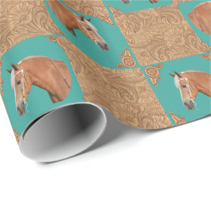 Papel De Presente Cavalo do Palomino e impressão ocidentais do cour