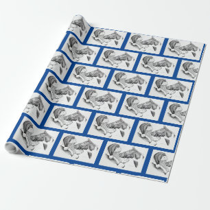 Papel De Presente cavalo e Papai Noel para o Natal