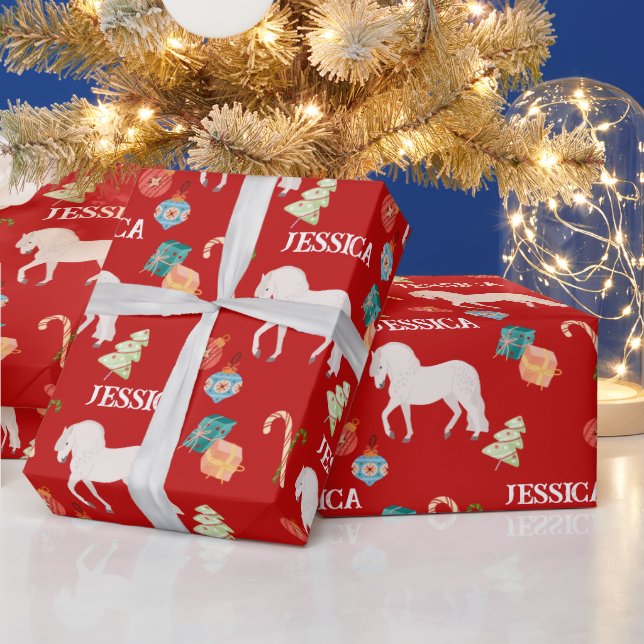 Papel De Presente Cavalo Equestre de Natal Personalizado (Feriados)