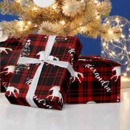 Papel De Presente Cavalo Equestre Vermelho Natal Personalizado