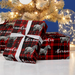Papel De Presente Cavalo Equestre Vermelho Natal Personalizado