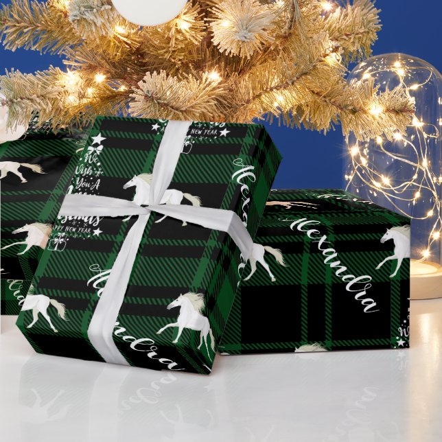 Papel De Presente Cavalo Equestre Vermelho Natal Personalizado (Feriados)