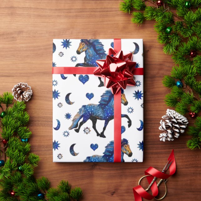 Papel De Presente Cavalo Islandês Stary Night (Presente de Natal)