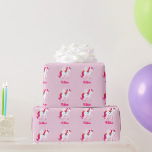 Papel De Presente Cavalo Mágico com Nome ou Texto Personalizado