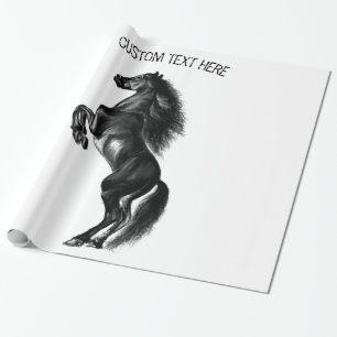 Papel De Presente Cavalo selvagem preto-e-fundo - Desenho preto e br