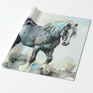 Papel De Presente Cavalo Shire Paciente Aquarela