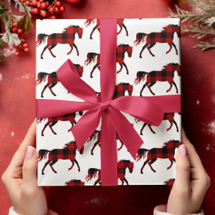 Papel De Presente Cavalo Xadrez Búfalo País Rústico Ocidental