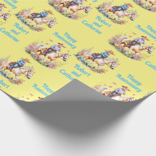 Papel De Presente Cavalos Andando de Homem e Mulher Personalizados e