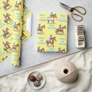 Papel De Presente Cavalos Andando de Homem e Mulher Personalizados e