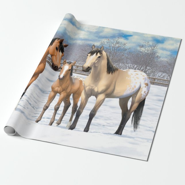 Papel De Presente Cavalos Appaloosa De Pele Escareca (Desenrolado)