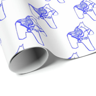 Papel De Presente Cavalos Azuis
