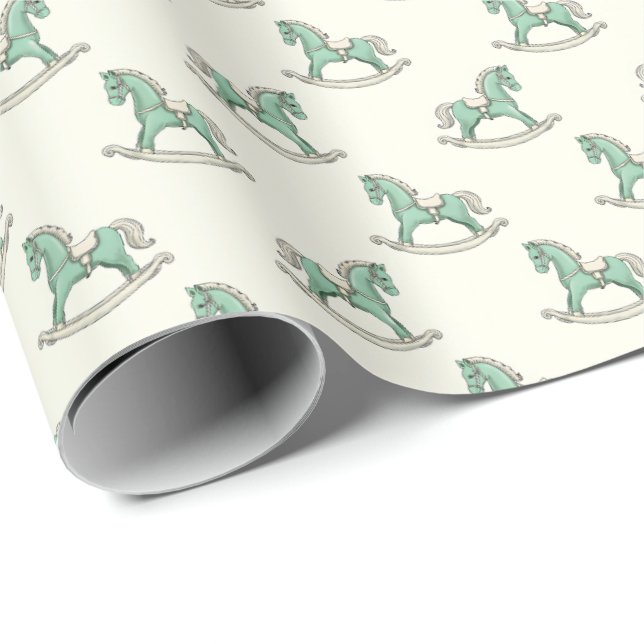 Papel De Presente  Cavalos de Balanço Antigos ao Estilo Clássico par (Ponta do rolo)