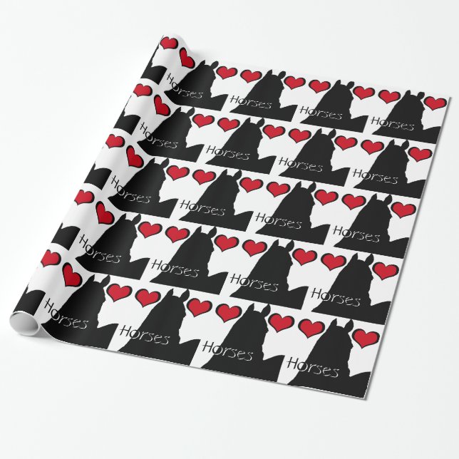 Papel De Presente Cavalos do Coração I (fundo branco) (Desenrolado)