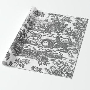 Papel De Presente Cavalos e Cães de Caça Elegantes Vintage