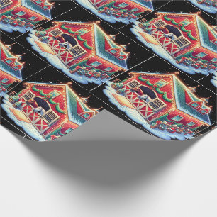 Papel De Presente Cavalos Estáveis Decorados Para O Natal E Cavalos