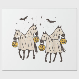 Papel De Presente  Cavalos Fantasmas Fofos no Halloween Doces ou Tra