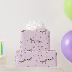 Papel De Presente Cavalos Fofos & Ferraduras de Cavalos Aniversário