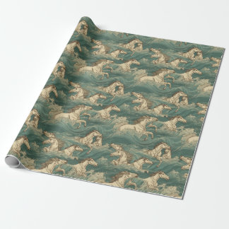 Papel De Presente Cavalos no surf, mar, ondas, oceano