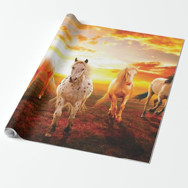 Papel De Presente Cavalos no travesseiro decorativo solar (Desenrolado)