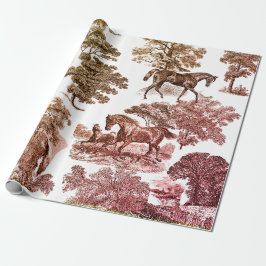 Papel De Presente Cavalos Russos Elegantes Túnel Castanho Vermelho