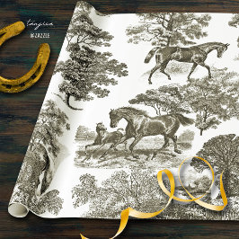 Papel De Presente Cavalos Rústicos Elegantes Beige Toile Sem Costura