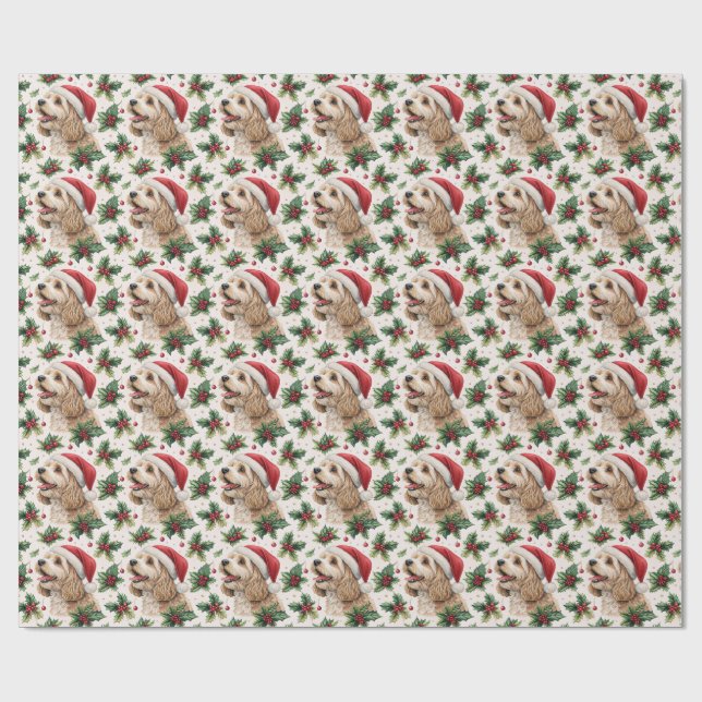 Papel De Presente Cavapoo Christmas Wrapping Paper (Aberto)