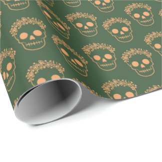 Papel De Presente Caveira com Grinalda de Flores