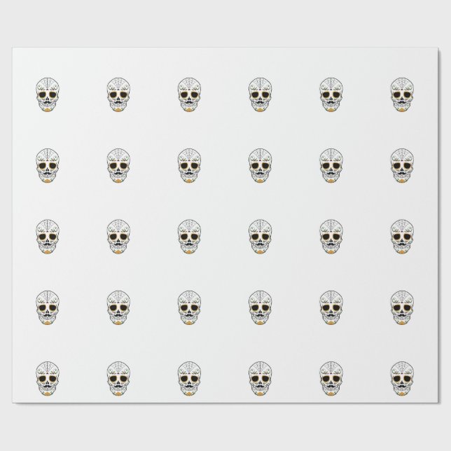 Papel De Presente Caveira de Açúcar Personalizável (Aberto)