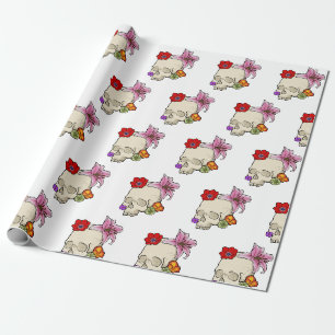 Papel De Presente Caveira e Flora