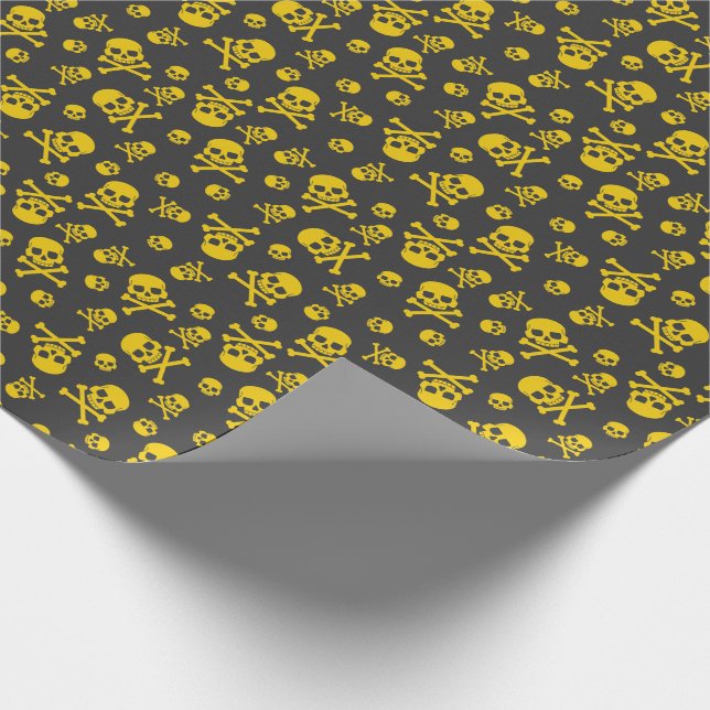 Papel De Presente Caveira e ossos cruzados Dourados (Ponta)