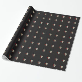 Papel De Presente Caveira Gótica com Rosa e Raven