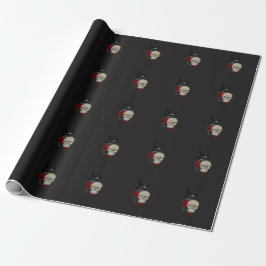Papel De Presente Caveira Gótica com Rosa e Raven