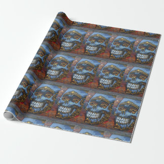 Papel De Presente Caveira Grafite Azul