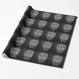 Papel De Presente Caveira, metal prateado preto 04