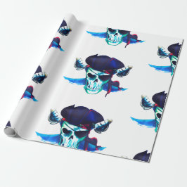 Papel De Presente Caveira Pirata Azul