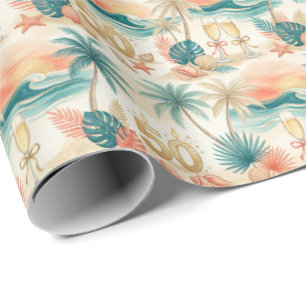 Papel De Presente Celebração de Aniversário de 50 anos Tropical Núme