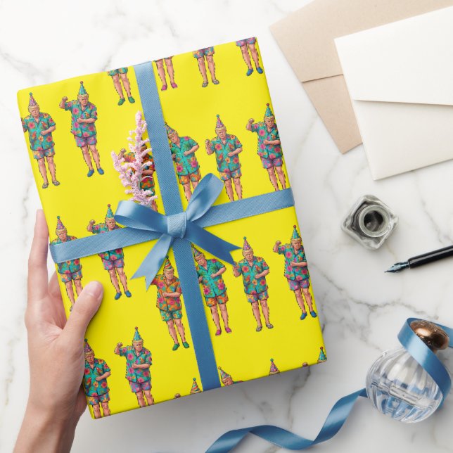 Papel De Presente Celebração de Aniversário do Dançando Donald Trump (Presentear)