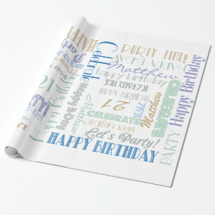 Papel De Presente Celebração de Aniversário! Nome e idade do cliente