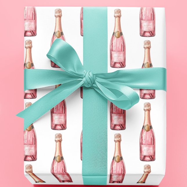 Papel De Presente Celebração de Garrafas de Champanhe Rosa (Criador carregado)
