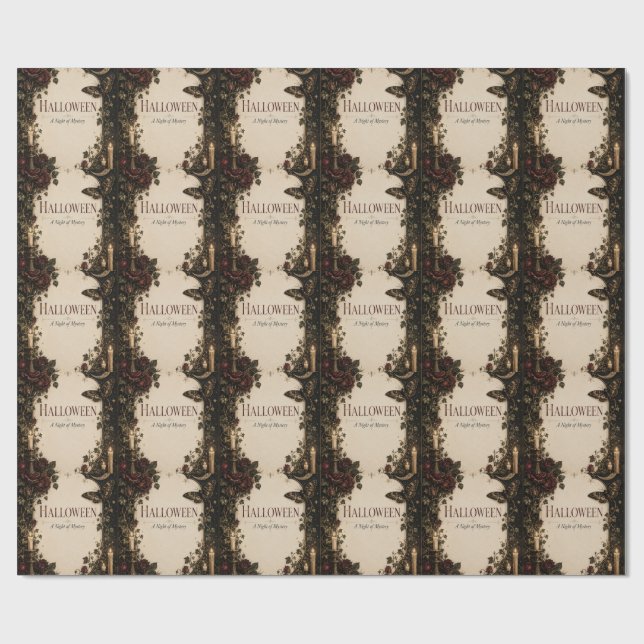 Papel De Presente Celebração de Halloween Gótico Elegante (Aberto)