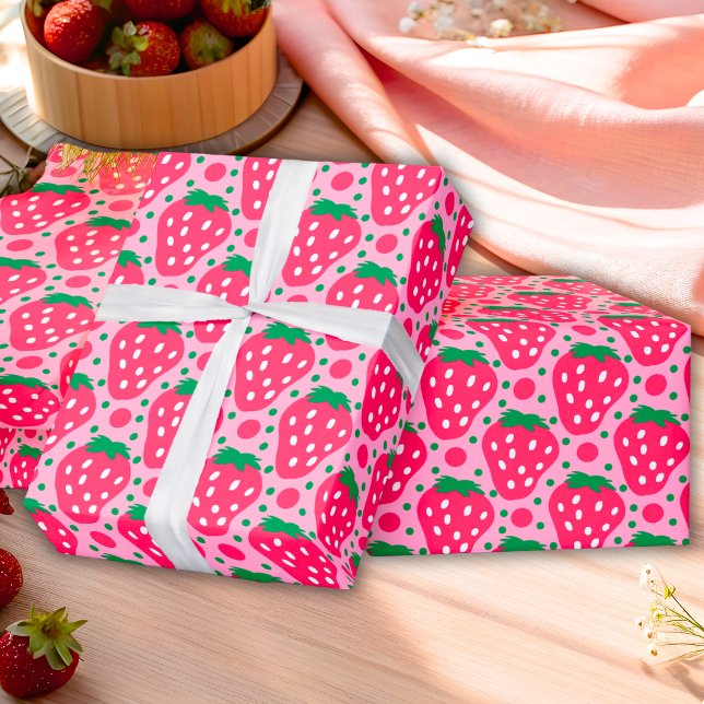 Papel De Presente Celebração do Primeiro Aniversário Morango (Criador carregado)