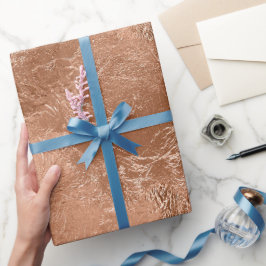 Papel De Presente Celebração Elegante de Folha Rosa Gold Simulada