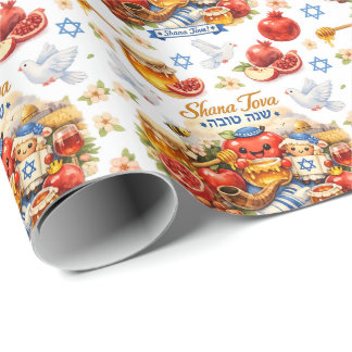 Papel De Presente Celebração Shana Tova Embrulho