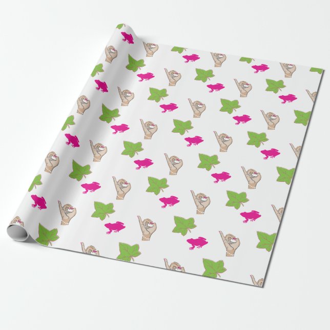 Papel De Presente Celebrações cor-de-rosa e verdes bonito (Desenrolado)
